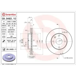 BREMBO 09.9483.10 Disco de freno (Unidad)