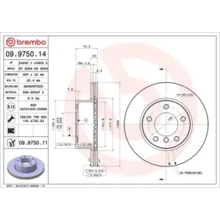 BREMBO 09.9750.14 Disco de freno (Unidad)