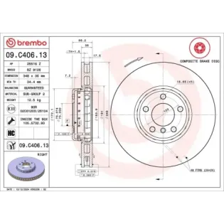 BREMBO 09.C406.13 Disco de freno (Unidad)