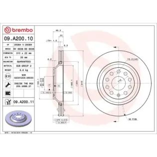 BREMBO 09.A200.10 Disco de freno (Unidad)