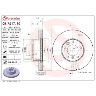 BREMBO 09.A917.10 Disco de freno (Unidad)