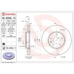 BREMBO 09.B356.10 Disco de freno (Unidad)