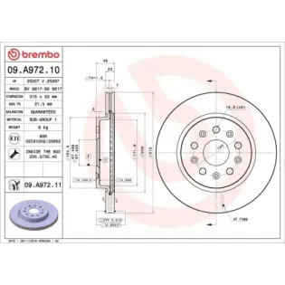 BREMBO 09.A972.10 Disco de freno (Unidad)