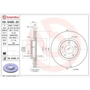BREMBO 09.9468.20 Disco de freno (Unidad)