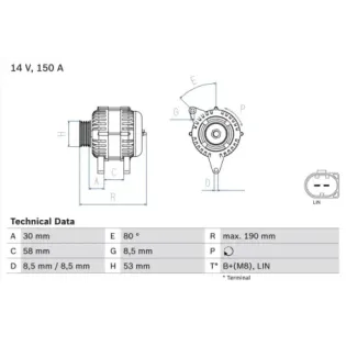 BOSCH 0986082160 Alternador