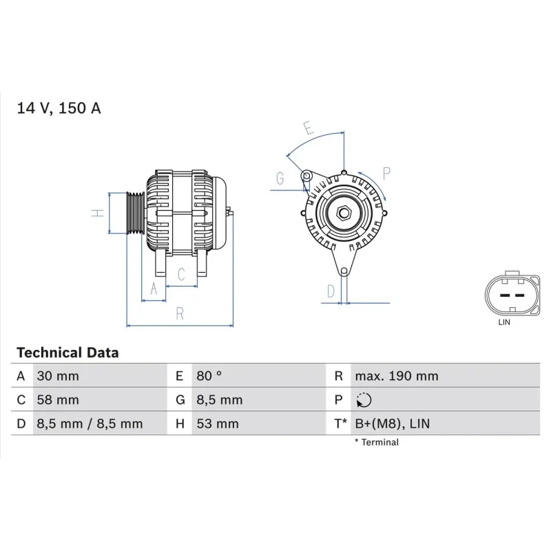 BOSCH 0986082160 Alternador