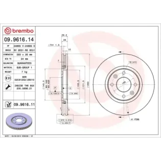 BREMBO 09.9616.14 Disco de freno (Unidad)
