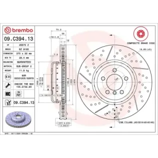 BREMBO 09.C394.13 Disco de freno (Unidad)