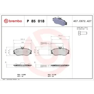 BREMBO P85018 Juego de pastillas de freno
