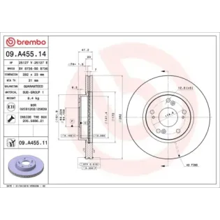 BREMBO 09.A455.14 Disco de freno (Unidad)