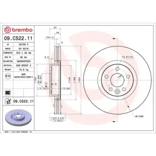 BREMBO 09.C522.11 Disco de freno (Unidad)