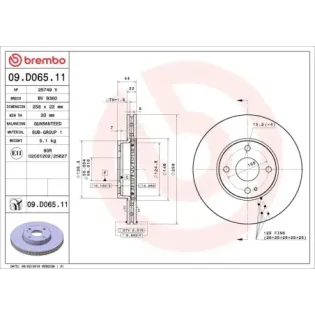 BREMBO 09.D065.11 Disco de freno (Unidad)