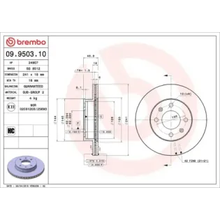 BREMBO 09.9503.10 Disco de freno (Unidad)