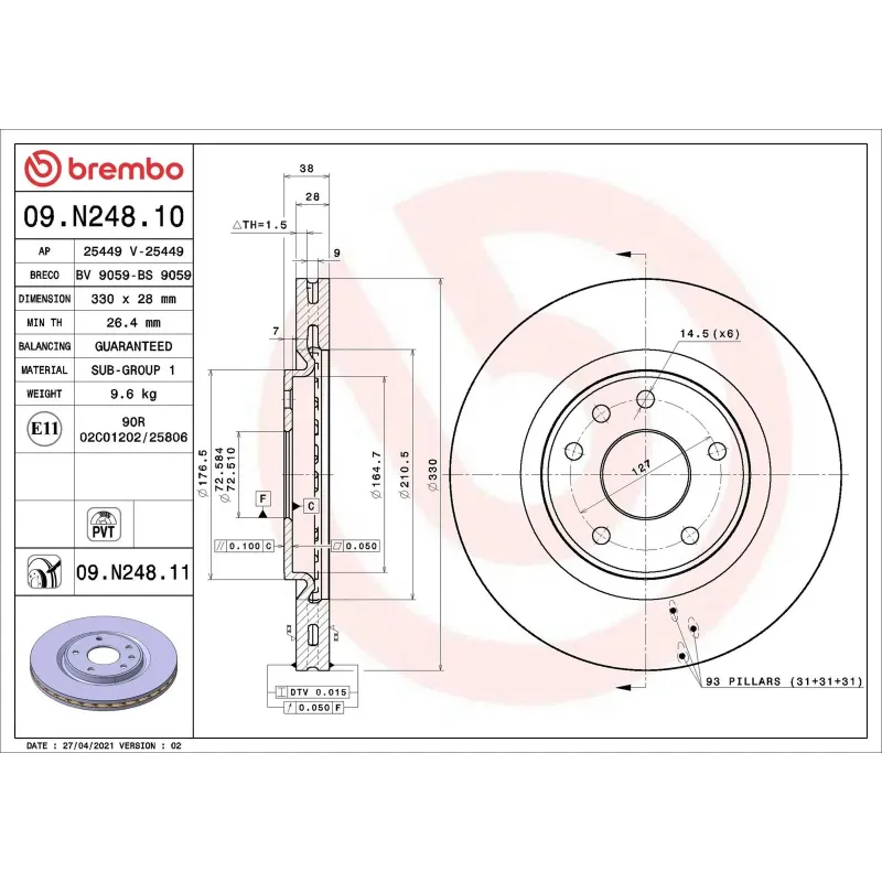 BREMBO 09.N248.11 Disco de freno (Unidad)