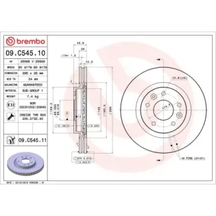 BREMBO 09.C545.11 Disco de freno (Unidad)