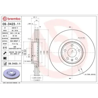 BREMBO 09.D423.11 Disco de freno (Unidad)