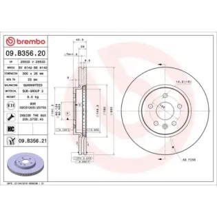 BREMBO 09.B356.20 Disco de freno (Unidad)