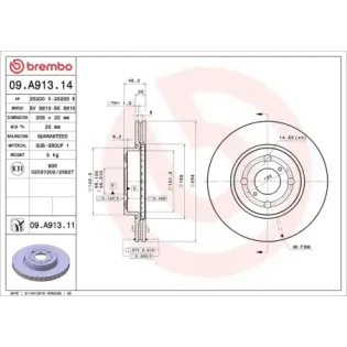 BREMBO 09.A913.14 Disco de freno (Unidad)