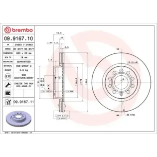 BREMBO 09.9167.10 Disco de freno (Unidad)