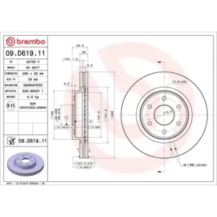 BREMBO 09.D619.11 Disco de freno (Unidad)