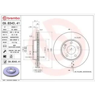 BREMBO 09.B343.41 Disco de freno (Unidad)