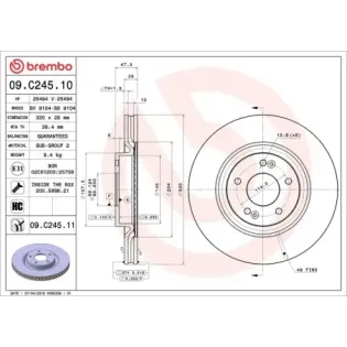 BREMBO 09.C245.11 Disco de freno (Unidad)