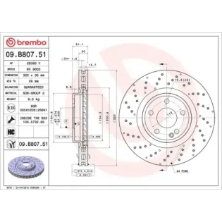 BREMBO 09.B807.51 Disco de freno (Unidad)