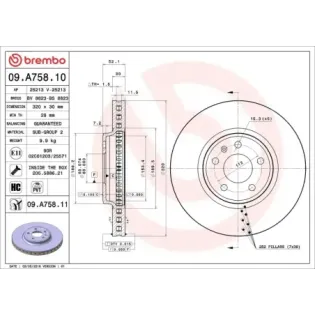 BREMBO 09.A758.10 Disco de freno (Unidad)