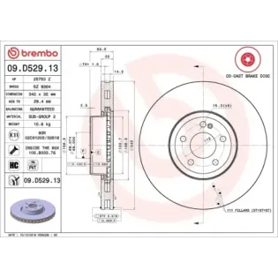BREMBO 09.D529.13 Disco de freno (Unidad)