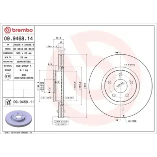 BREMBO 09.9468.14 Disco de freno (Unidad)
