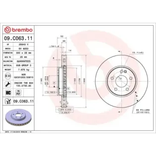 BREMBO 09.C063.11 Disco de freno (Unidad)