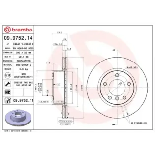 BREMBO 09.9752.14 Disco de freno (Unidad)