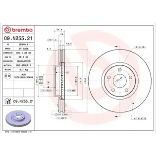 BREMBO 09.N255.21 Disco de freno (Unidad)