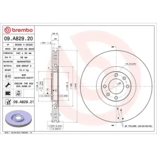 BREMBO 09.A829.20 Disco de freno (Unidad)