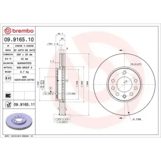 BREMBO 09.9165.10 Disco de freno (Unidad)