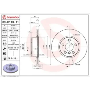 BREMBO 09.D113.11 Disco de freno (Unidad)