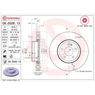 BREMBO 09.D526.13 Disco de freno (Unidad)