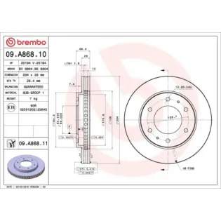 BREMBO 09.A868.10 Disco de freno (Unidad)