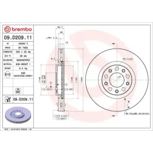 BREMBO 09.D209.11 Disco de freno (Unidad)
