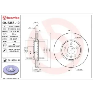 BREMBO 09.B355.10 Disco de freno (Unidad)