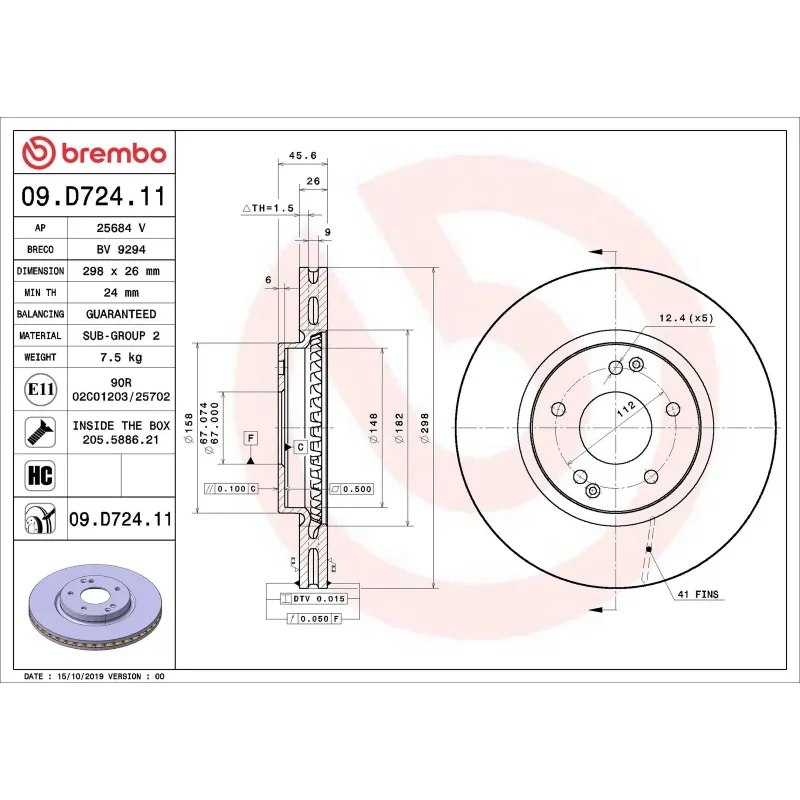 BREMBO 09.D724.11 Disco de freno (Unidad)