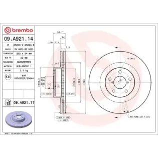 BREMBO 09.A921.14 Disco de freno (Unidad)