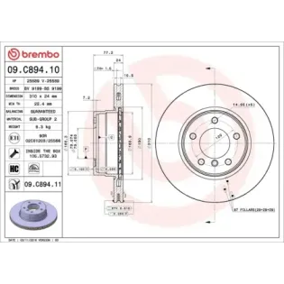 BREMBO 09.C894.11 Disco de freno (Unidad)