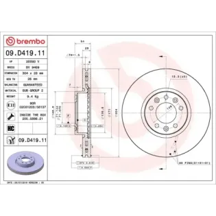 BREMBO 09.D419.11 Disco de freno (Unidad)