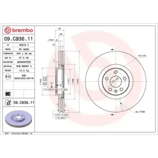 BREMBO 09.C936.11 Disco de freno (Unidad)