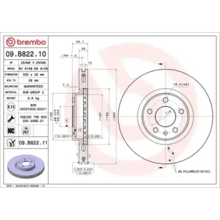 BREMBO 09.B822.10 Disco de freno (Unidad)