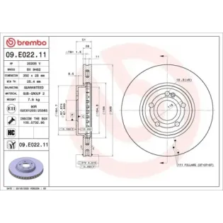 BREMBO 09.E022.11 Disco de freno (Unidad)