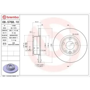 BREMBO 08.5768.10 Disco de freno (Unidad)
