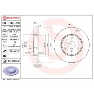 BREMBO 08.8163.20 Disco de freno (Unidad)
