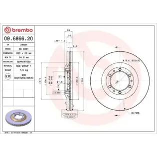 BREMBO 09.6866.20 Disco de freno (Unidad)